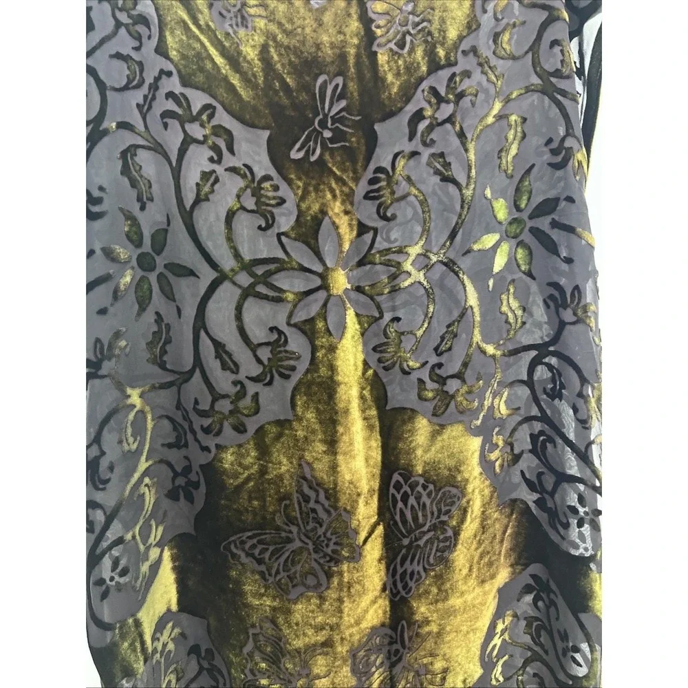 Kevin O'Brien‎ Studio Scarf Wrap Womens OS Green Burnout Silk Velvet Butterfly